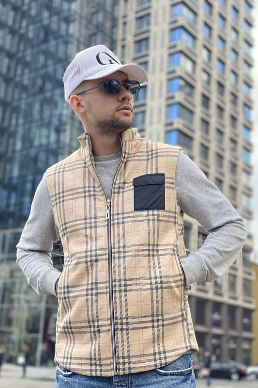 Vest demi-season, unisex, color Brown