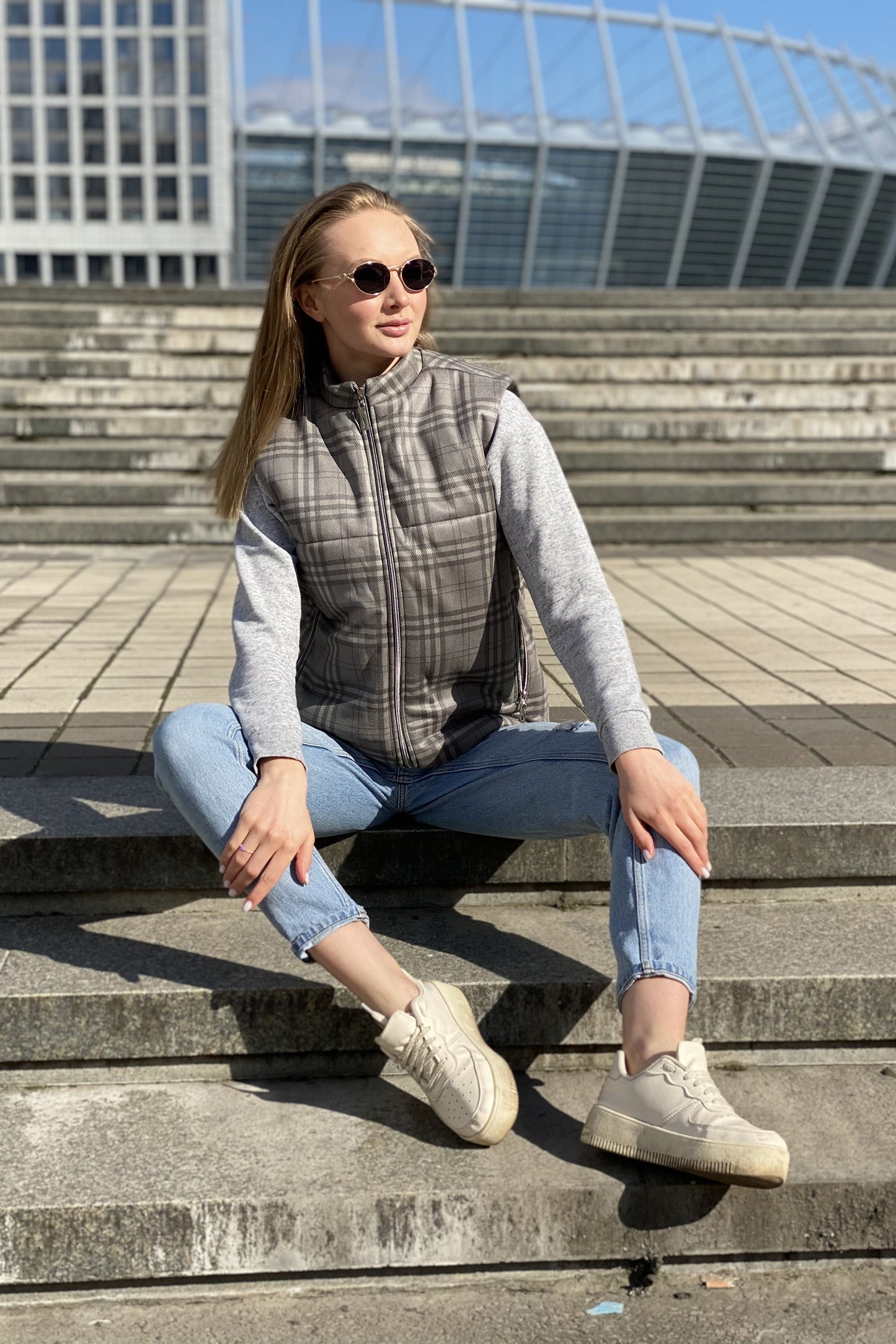 Vest demi-season, unisex, color Gray
