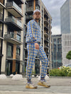 Yellow-Blue Checkered Colin Farrell Coach Tracksuit