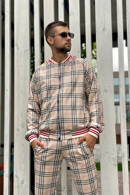 Checkered Coach Tracksuit Beige