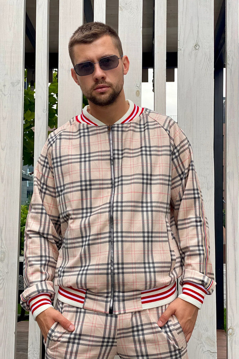 Checkered Coach Tracksuit Beige