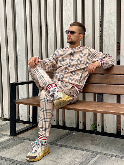 Checkered Coach Tracksuit Beige