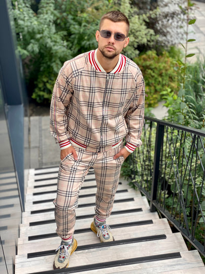 Checkered Coach Tracksuit Beige