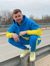 Men's Blue-Yellow Tracksuit Fleece