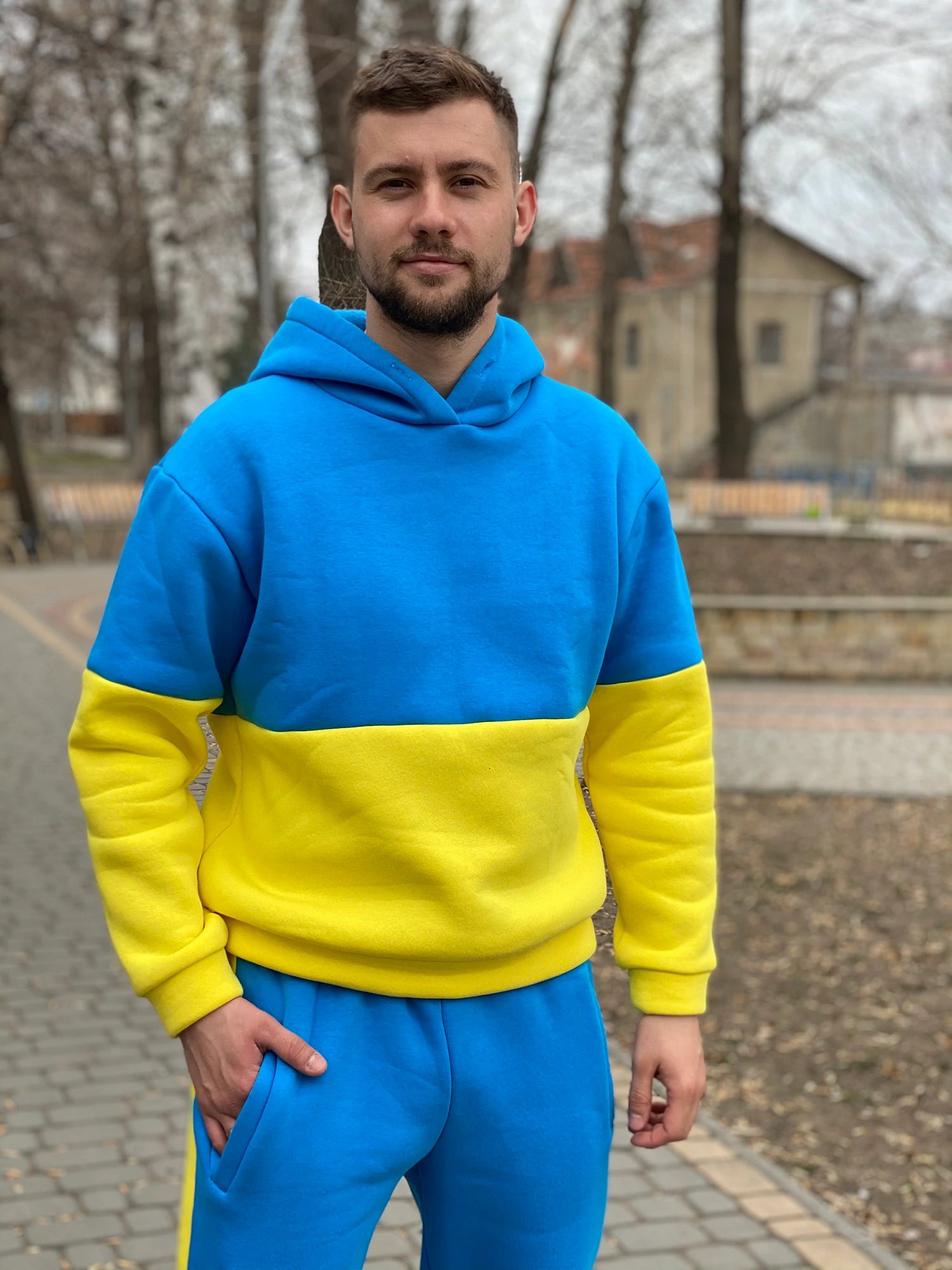 Men s Blue Yellow Tracksuit Fleece GentmnShop