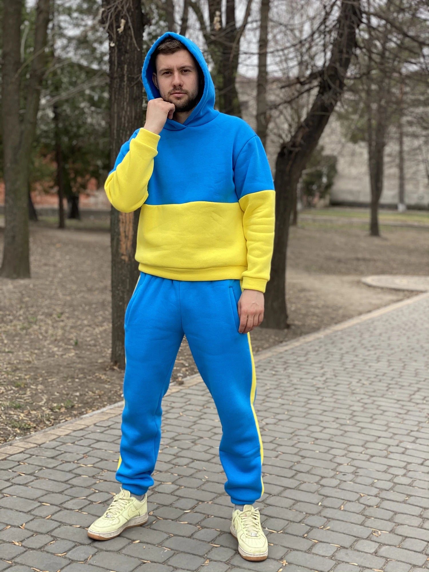 Men s Blue Yellow Tracksuit Fleece GentmnShop