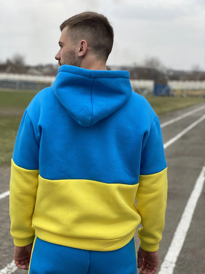 Men's Blue-Yellow Tracksuit Fleece